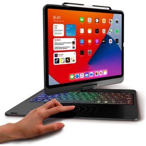 iPad Pro 12.9"-4th Gen 360 Deg Rotation Bluetooth Keyboard Case with Touchpad